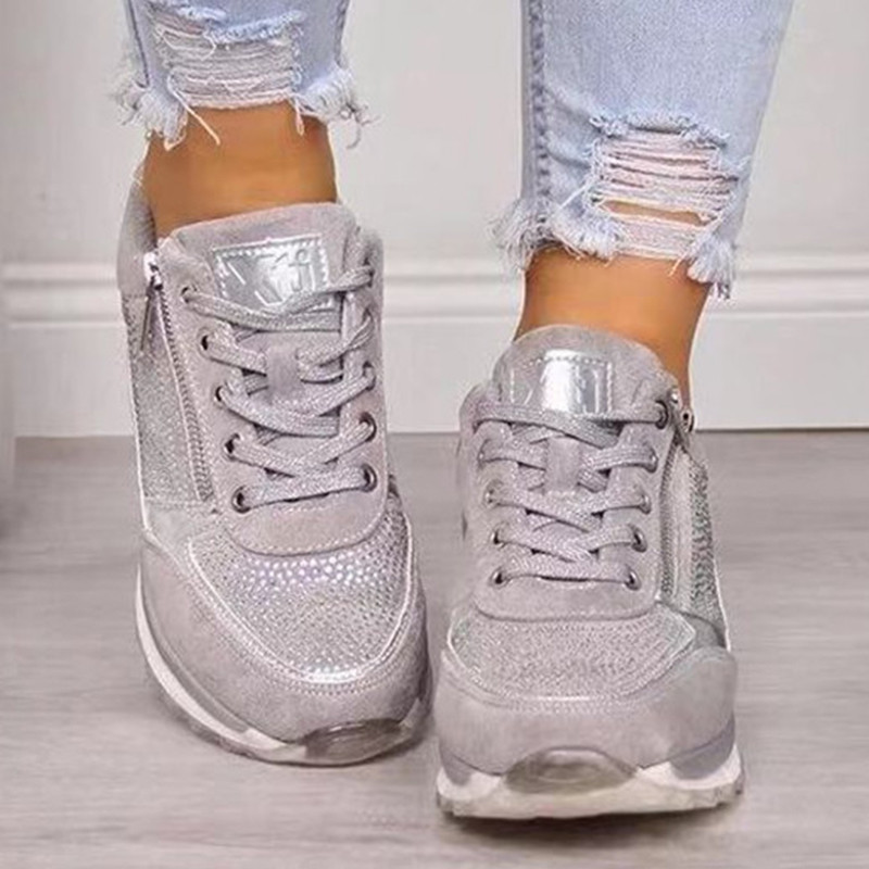 Γυναικεία παπούτσια Γυναικεία φθινόπωρο Γυναικεία μόδα Άνετα Παπούτσια Γυναικεία με φερμουάρ αντιολισθητικά Flats Sneakers Solid Wedge Αθλητικά παπούτσια Γυναικεία