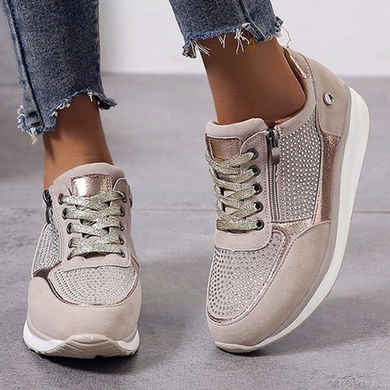 Γυναικεία παπούτσια Γυναικεία φθινόπωρο Γυναικεία μόδα Άνετα Παπούτσια Γυναικεία με φερμουάρ αντιολισθητικά Flats Sneakers Solid Wedge Αθλητικά παπούτσια Γυναικεία