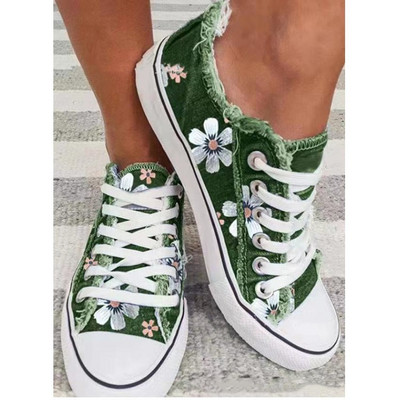 Pantofi de damă pentru femei Plus 2023 Pantofi retro cu imprimeuri florale Moda feminină Pantofi plat cu șireturi Pantofi casual pentru femei Mocasini