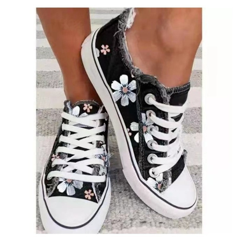 Moteriški batai moterims plius 2023 m. retro stiliaus batai su gėlėmis Moteriški madingi plokščiapadžiai suvarstomi sportbačiai Laisvalaikiai batai Moteriški batai