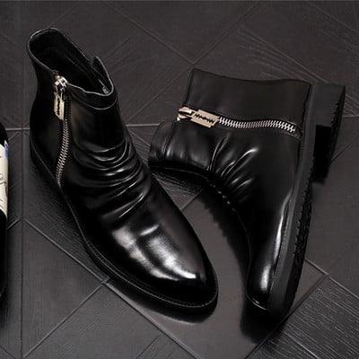 Cizme Chelsea de design Anglia pentru bărbați pantofi din de modă, cizme de cowboy negre, cu platformă, glezne, bărbați, pantofi masculin
