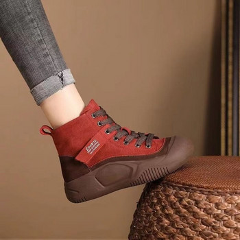 2023 Нови пролетни и есенни дамски ежедневни обувки Дамски многоцветни модни ботуши Дебела подметка Дамски ботуши с връзки