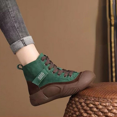 Nove ženske cipele za slobodno vrijeme za proljeće i jesen 2023. Ženske višebojne modne čizme Debeli potplat Ženske gležnjače na vezanje