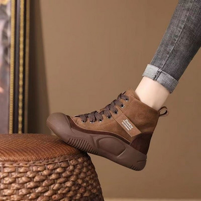 Nove ženske cipele za slobodno vrijeme za proljeće i jesen 2023. Ženske višebojne modne čizme Debeli potplat Ženske gležnjače na vezanje
