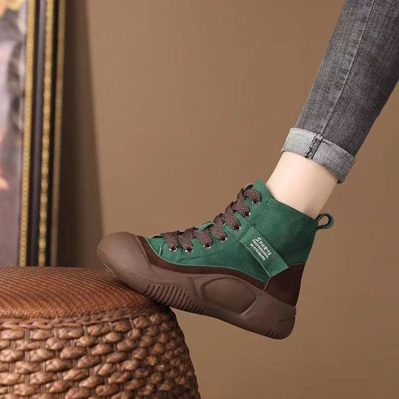 Nove ženske cipele za slobodno vrijeme za proljeće i jesen 2023. Ženske višebojne modne čizme Debeli potplat Ženske gležnjače na vezanje