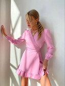 Dulci Volane A Line Robe Rochie Party Bandage Maneca lunga Talie Inalta Subtire Moda Mini Rochie Alba Vara 2022 Noi Sosiri