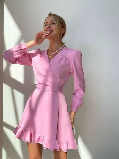 Dulci Volane A Line Robe Rochie Party Bandage Maneca lunga Talie Inalta Subtire Moda Mini Rochie Alba Vara 2022 Noi Sosiri