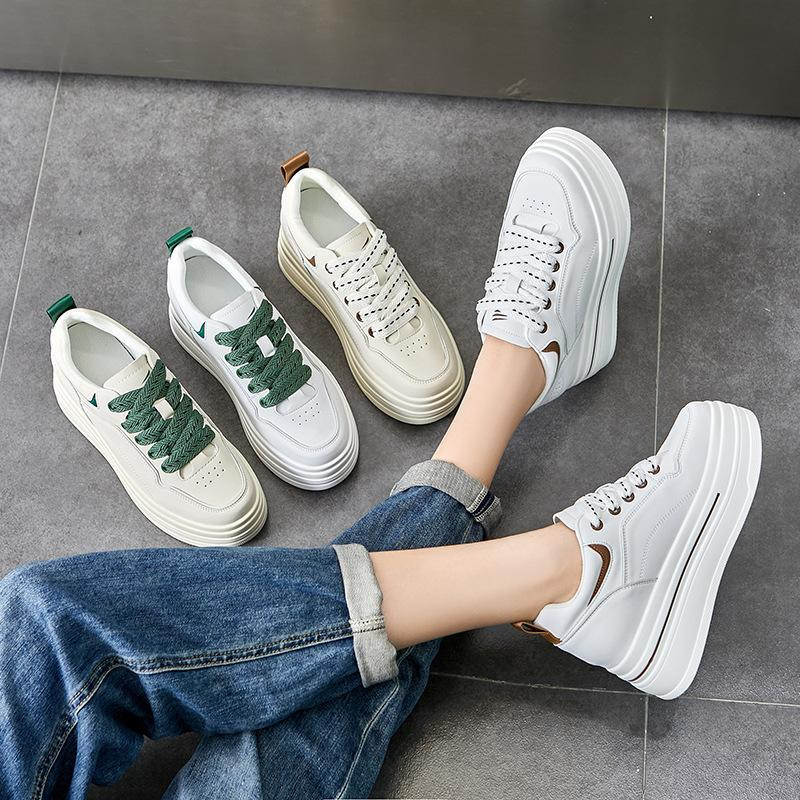 Bijele ženske tenisice sa skrivenom petom, ležerne kožne platforme, sportske tenisice, ženske udobne i elegantne mrežaste tenisice, novo 2023.