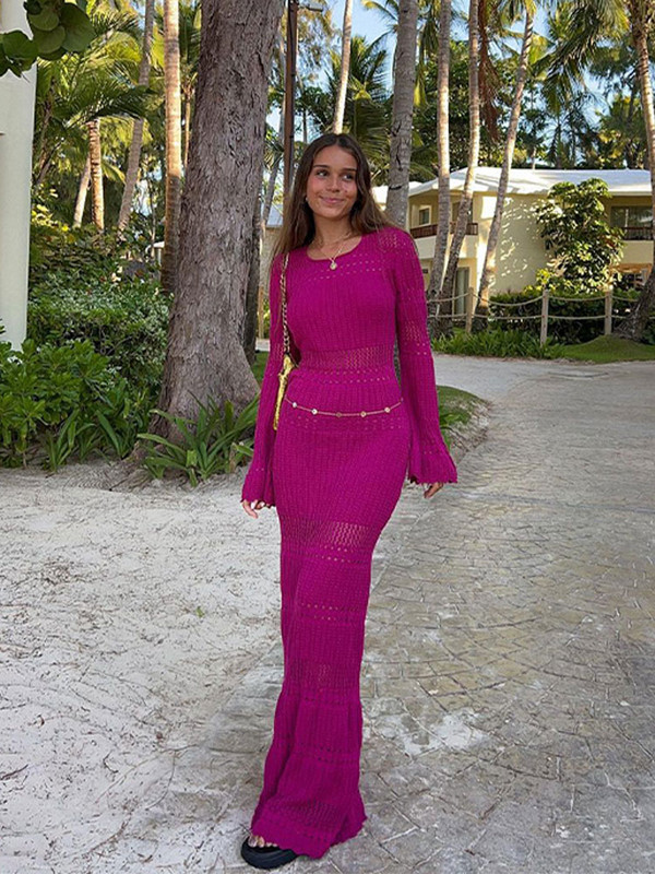 Seksuali, solidi suknelė ilgomis rankovėmis moteriai 2023 m. madingos suknelės be kaklo, moteriškos paplūdimio pašaukimo šventės