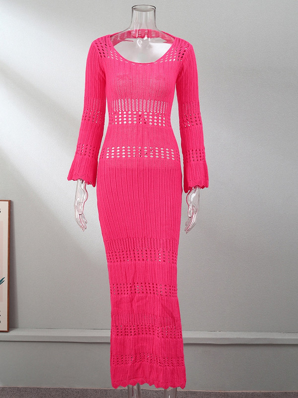 Seksuali, solidi suknelė ilgomis rankovėmis moteriai 2023 m. madingos suknelės be kaklo, moteriškos paplūdimio pašaukimo šventės