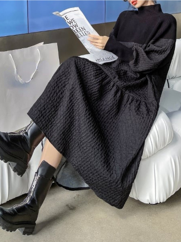 Haljine za žene Nova jesen 2023. Jednobojna duga haljina s dugim rukavima Elegantne korejske haljine za zabave Ulična ženska odjeća Ogrtač