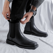 muške modne chelsea čizme dizajnerske cipele s četvrtastim vrhom originalne kožne čizme punk hip hop haljina cool gležnjače botas masculinas