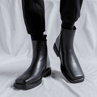 muške modne chelsea čizme dizajnerske cipele s četvrtastim vrhom originalne kožne čizme punk hip hop haljina cool gležnjače botas masculinas