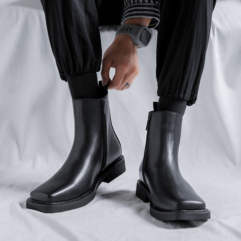 muške modne chelsea čizme dizajnerske cipele s četvrtastim vrhom originalne kožne čizme punk hip hop haljina cool gležnjače botas masculinas