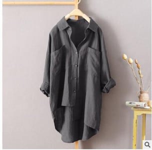 Cămașă albă de dimensiuni plus mari Bluză pentru femei cu nasturi în sus Bluză cu mâneci lungi Bluze casual din bumbac, lejer, Topuri, haine coreeane pentru femei