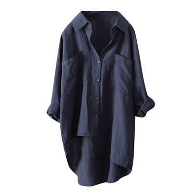 Cămașă albă de dimensiuni plus mari Bluză pentru femei cu nasturi în sus Bluză cu mâneci lungi Bluze casual din bumbac, lejer, Topuri, haine coreeane pentru femei
