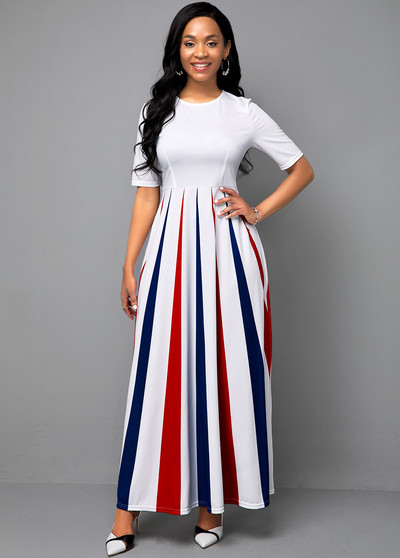 Νέα καλοκαιρινή μόδα Γυναικεία Φαρδιά Boho Κομψό Φόρεμα Μεγάλο S-5XL Ο-λαιμόκοψη μισό μανίκι με στάμπα πάρτι μακριά Vestidos