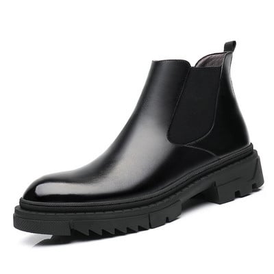 British Man Chelsea Boot 5CM Increase Ανδρικές μπότες με τακούνι Χοντρή σόλα Ανδρικές μπότες μοτοσυκλέτας Μόδα παπούτσια
