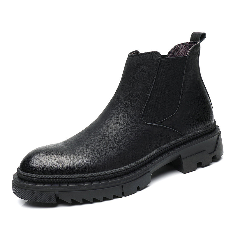 British Man Chelsea Boot 5CM Increase Ανδρικές μπότες με τακούνι Χοντρή σόλα Ανδρικές μπότες μοτοσυκλέτας Μόδα παπούτσια