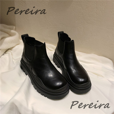 Muške ležerne gležnjače Retro s okruglim prstima i platformom, kožne Chelsea čizme Britanske debele donje cipele Proljetno-jesenske muške cipele