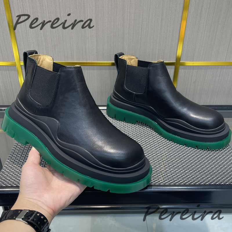 Muške ležerne gležnjače Retro s okruglim prstima i platformom, kožne Chelsea čizme Britanske debele donje cipele Proljetno-jesenske muške cipele