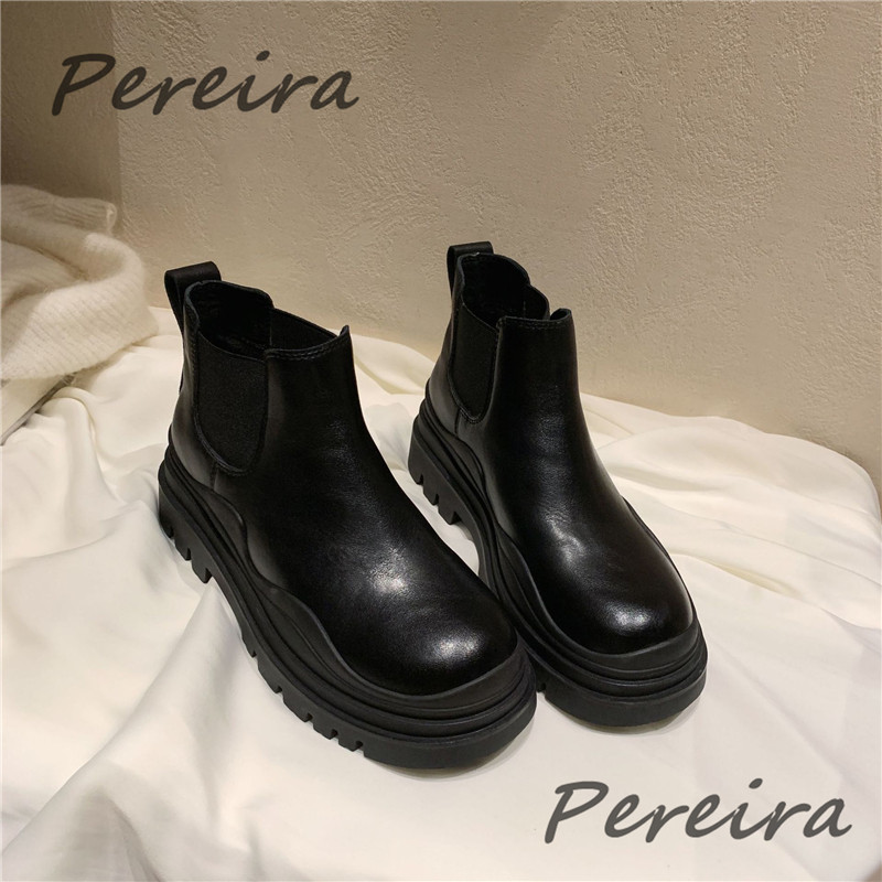 Muške ležerne gležnjače Retro s okruglim prstima i platformom, kožne Chelsea čizme Britanske debele donje cipele Proljetno-jesenske muške cipele