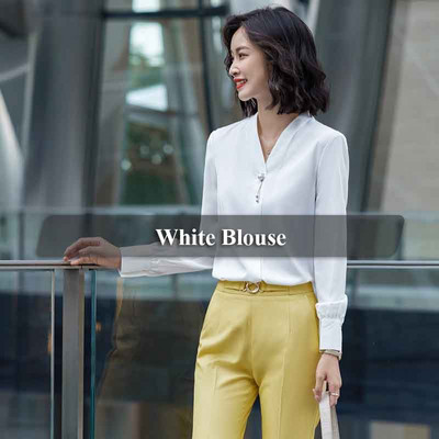 Lenshin Ženska meka košulja, ženska puna rukava, ovratnik s V-izrezom, Jednostavna bijela bluza, majice, ženska jesenska odjeća