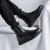 ανδρική μόδα μπότες τσέλσι μαύρες παλίρροιες φλατ παπούτσια πάρτι φόρεμα χορού καουμπόη πρωτότυπη δερμάτινη μπότα άνοιξη φθινόπωρο ankle botas hombre