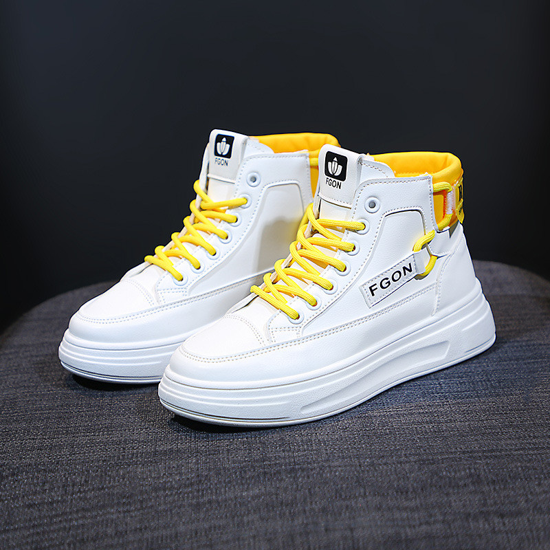 Pantofi albi la modă, înalți, toamnă și iarnă 2021, pantofi coreeni noi de damă, cu toc plat, pantofi sport casual, pantofi sport pentru femei