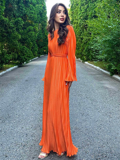 Rochie maxi cu dantelă cu volană, cu șnur, pentru femei, cu mânecă lungă, la modă, cu talie înaltă, rochie de petrecere elegantă, cu bandaj de toamnă, rochie de damă