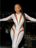 Γυναικείο φόρεμα με σέξι διχτυωτό διάφανο συνονθύλευμα 2023 Νέο φθινοπωρινό κομψό μακρυμάνικο μάξι Bodycon Skinny Stretch Clubwear Vestidos