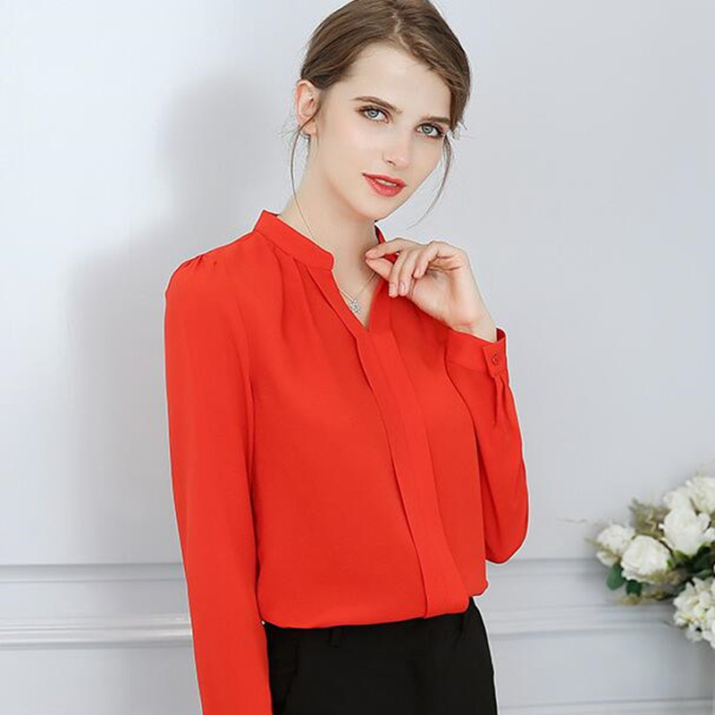 Korejske ženske košulje od šifona, modne, proljetne, ljetne, bluze čistih boja dugih rukava, uredske ženske radne majice za slobodno vrijeme H9114
