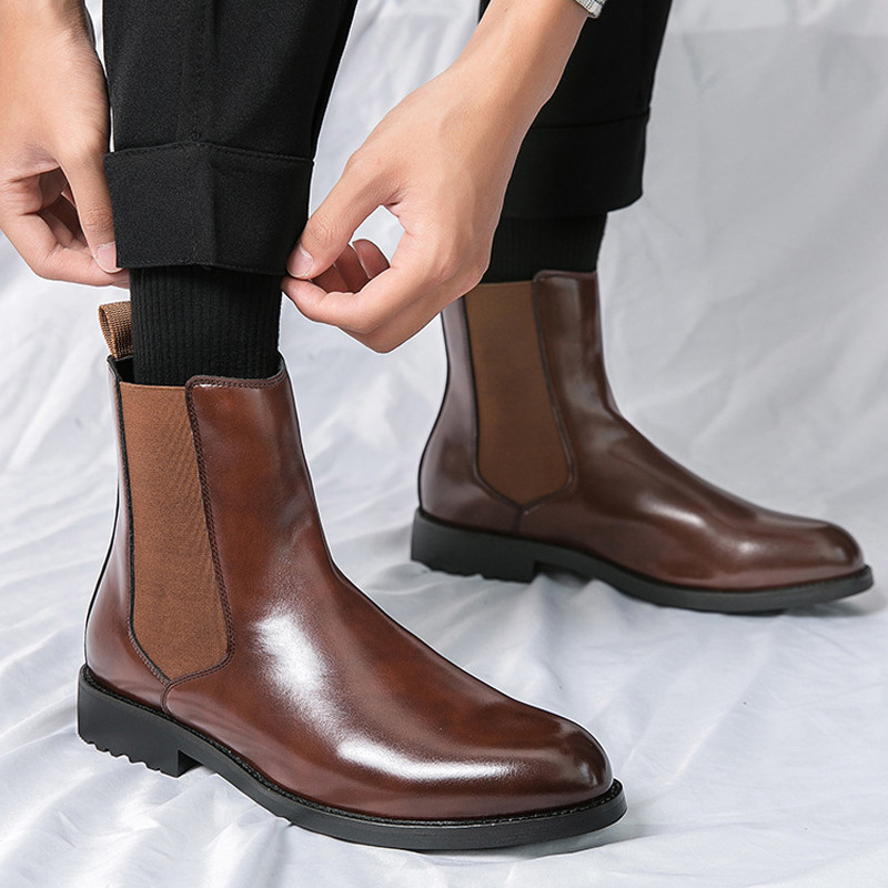Muške Chelsea čizme Poslovni stil Kožne čizme Protuklizne otporne na habanje Muške gležnjače Visokokvalitetne jesensko zimske cipele