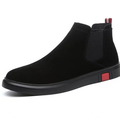 ανδρική μόδα μπότες τσέλσι μαύρα επώνυμα παπούτσια επώνυμα φόρεμα πάρτι συμποσίου καουμπόικο μποτάκι αγελάδας σουέτ δερμάτινα φλατ μποτάκια αστραγάλου