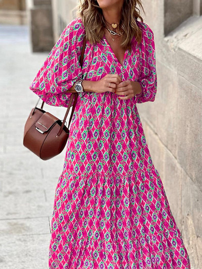 Duge haljine za žene Ljetna haljina na rukavima na vezanje s printom u sedam točaka Modna elegancija Udobna ženska odjeća Ulična odjeća