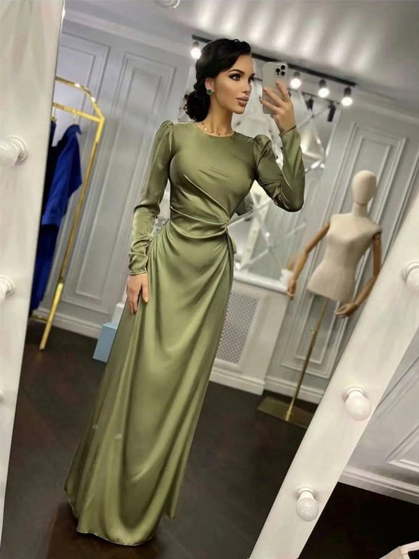 Steznik uski kroj Nepravilna haljina Modna ženska elegantna zimska maksi haljina s dugim rukavima i prorezom u struku, jednobojna, do gležnja