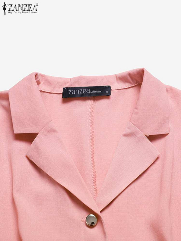 Robe de modă cu guler cu revere ZANZEA Rochii midi, mâneci 3/4 pentru femei, rochie elegantă, subțire, cu coadă de pește, rochie lungă, cu nasturi de toamnă 2023