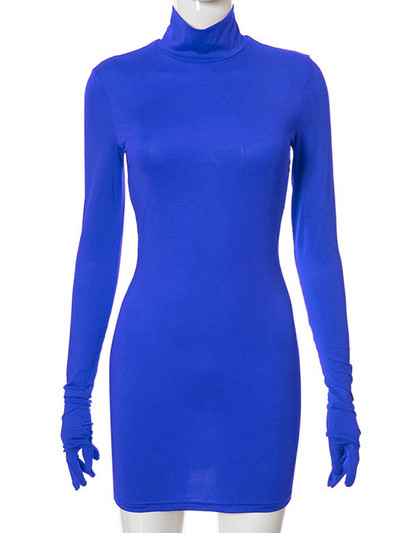 Artsu elegantna crvena dugih rukava s rukavicama, jednobojna mini haljina za jesensku rođendansku zabavu, klupske ženske pripijene haljine