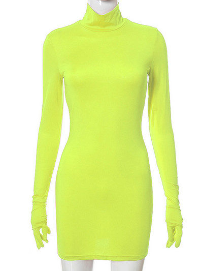 Artsu elegantna crvena dugih rukava s rukavicama, jednobojna mini haljina za jesensku rođendansku zabavu, klupske ženske pripijene haljine