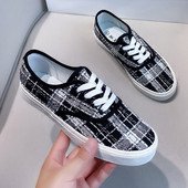 Mocasini de brand nou pantofi de dama pantofi ocazional pantofi clasici din pânză în carouri alb negru skateboard pantofi de femei tenis feminin