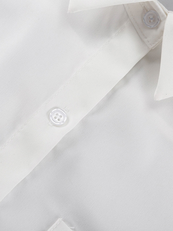 Λευκή μπλούζα Γυναικεία Κομψό, καθημερινό πουκάμισο με πέτο Φθινοπωρινό Γραφείο Γυναικείο μονόχρωμο μακρυμάνικο πουκάμισο Γυναικεία μπλούζα με αισθητική με κουμπιά