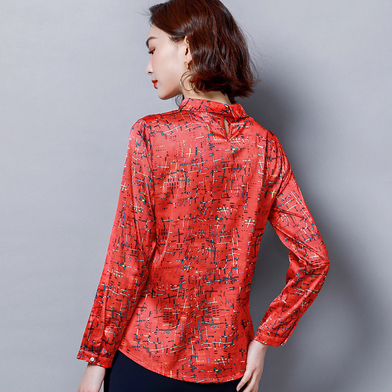 Ženska košulja Odjeća Proljeće Ljeto Otisnuta svila na okret Ženske dugih rukava Ležerne uredske ženske bluze velikih veličina H9091
