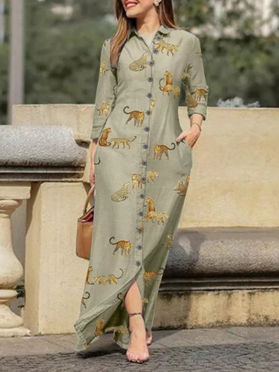 Νέα γυναικεία τζιν φόρεμα πουκάμισο με γιακά με κουμπί μακριά φούστα Φαρδιά μακρυμάνικη ίσια φούστα Casual τζιν φούστα μόδας ιδιοσυγκρασία