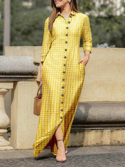 Νέα γυναικεία τζιν φόρεμα πουκάμισο με γιακά με κουμπί μακριά φούστα Φαρδιά μακρυμάνικη ίσια φούστα Casual τζιν φούστα μόδας ιδιοσυγκρασία