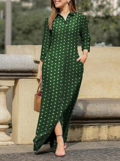 Νέα γυναικεία τζιν φόρεμα πουκάμισο με γιακά με κουμπί μακριά φούστα Φαρδιά μακρυμάνικη ίσια φούστα Casual τζιν φούστα μόδας ιδιοσυγκρασία