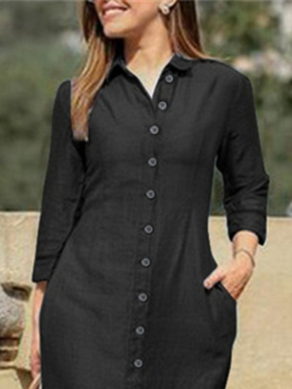 Νέα γυναικεία τζιν φόρεμα πουκάμισο με γιακά με κουμπί μακριά φούστα Φαρδιά μακρυμάνικη ίσια φούστα Casual τζιν φούστα μόδας ιδιοσυγκρασία