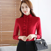 Μεγάλο μέγεθος 4XL Γυναικείο πουκάμισο OL Casual καλοκαιρινό φθινόπωρο με μακρυμάνικο γιακά βολάν Μπλούζα Λεπτό γυναικείο πουκάμισο γραφείου Γυναικεία μπλουζάκια