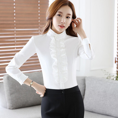 Μεγάλο μέγεθος 4XL Γυναικείο πουκάμισο OL Casual καλοκαιρινό φθινόπωρο με μακρυμάνικο γιακά βολάν Μπλούζα Λεπτό γυναικείο πουκάμισο γραφείου Γυναικεία μπλουζάκια