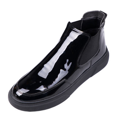 Designer coreean pentru bărbați, cizme din piele lăcuită pentru petrecere a timpului liber, pantofi negri cu platformă, cizme oxford, cizme chelsea, respirabile, glezne, pentru bărbați