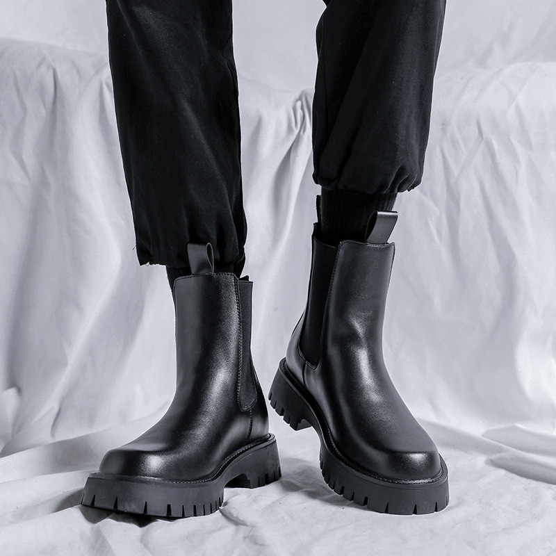 ανδρικές μπότες πλατφόρμας μόδας μαύρες τάσεις φθινοπωρινά χειμωνιάτικα παπούτσια ψηλά καουμπόικα μποτάκια από  όμορφο μακρύ chelsea botas zapatos